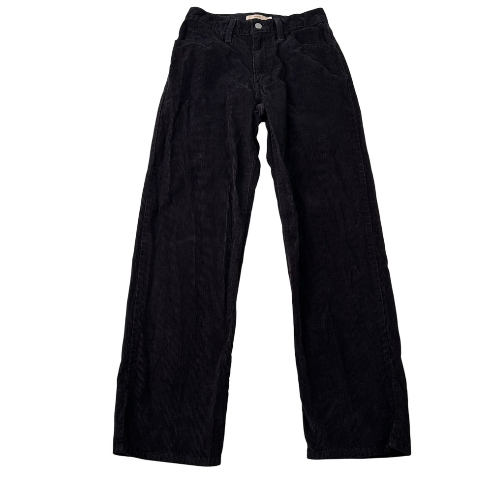 Levis 94 Baggy Corduroy Pants Womens 26x30 Black Wide Leg High Rise Skater Y2K